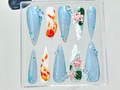 Koi Fish Press On Nails 3D Water Lily Fake Nails Japanese Koi Nail Art Ocean Theme Press Ons Goldfish & Lotus Nails