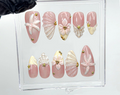 Soft Nude Seashell 3D Press On Nails Starfish, Shell & Floral Nail Art Handmade Pastel Nude Beach Nails