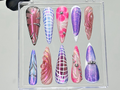 Galaxy Chrome Press On Nails Holographic Purple Fake Nails Metallic Stiletto Nail Art Iridescent Galaxy Nails Gothic Nails OB915YK