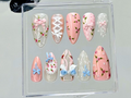 Balletcore Rose Press On Nails Floral Lace Fake nails| Vintage Rose Nail Art Feminine Handmade Kawaii Nails Luxury Nails OB940YC