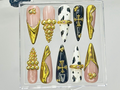 Black & Gold Luxury Press On Nails Bold Cow Print Fake Nails Golden Gothic Nail Art Glam Cow Print, Cross Design Press Ons