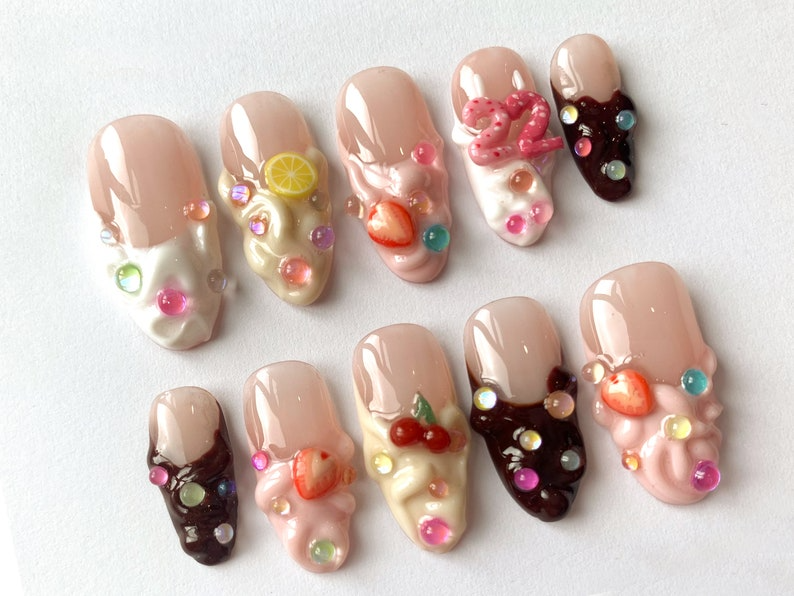 Customizable Birthday-Themed Press On Nails Set Age Option - Colorful and Fun Nail Art Designs Cute Birthday Nails