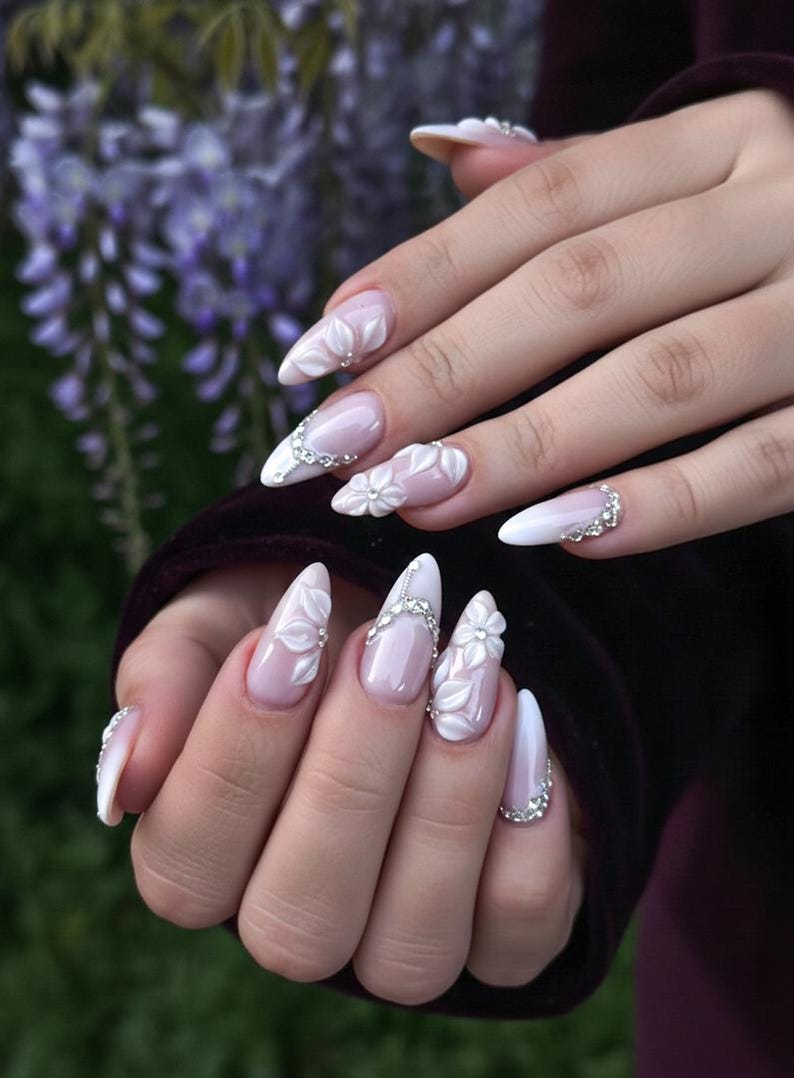 Wedding Elegant Pink Press Ons