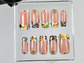 Glam Rhinestone Press On Nails by Dorynails Nude & Colorful Gem Nail SetNude with Sparkle Gems Nail ArtFrench Tips Fake Nails|OC789YK