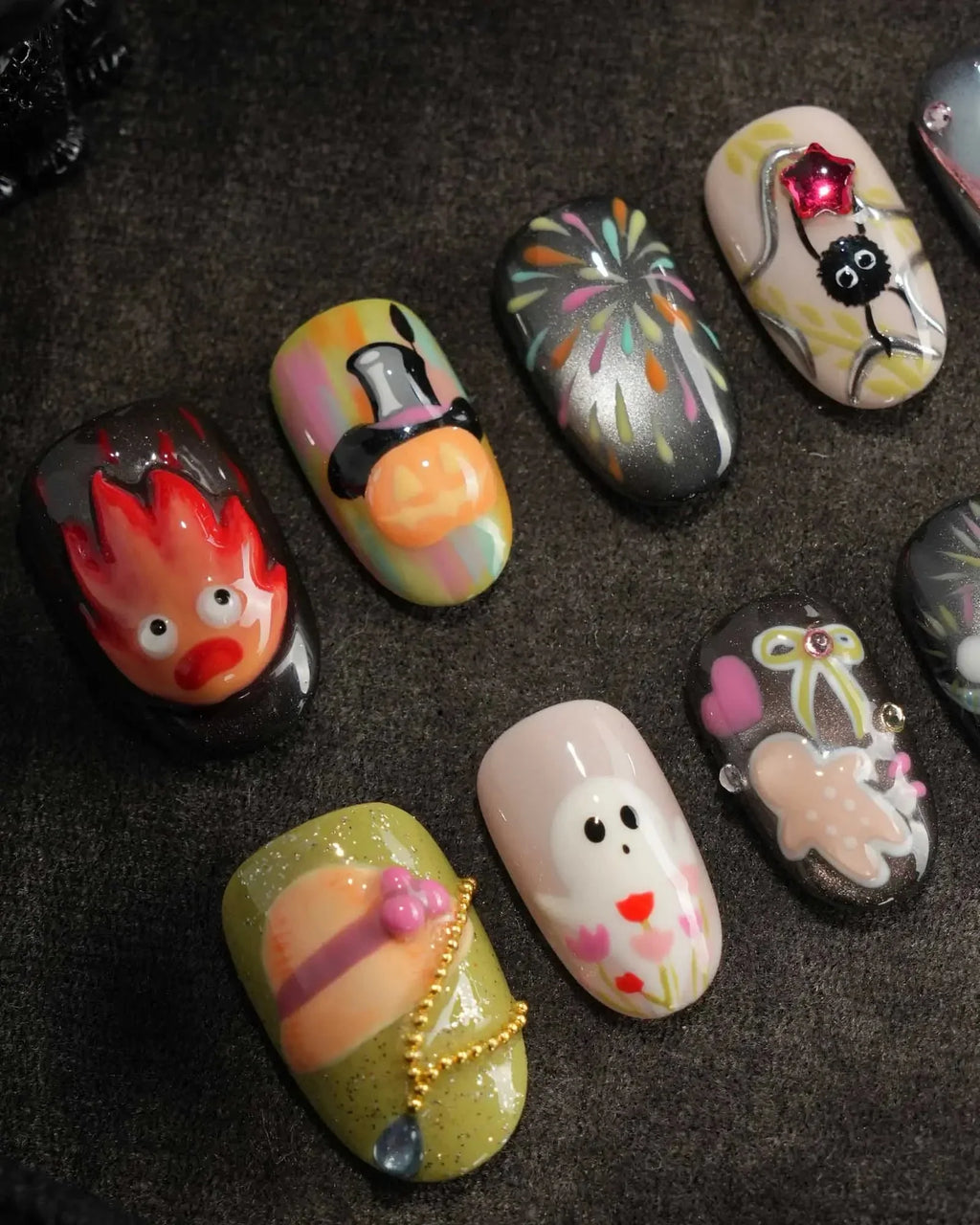 Cute Flame Elves Reusable Press On Nails