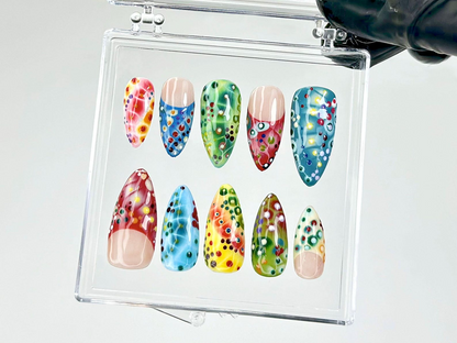 Color Splash Press On Nails Abstract Colorful Nail Art Festival Confetti Press Ons Multi Color Fake nails Festival Nails