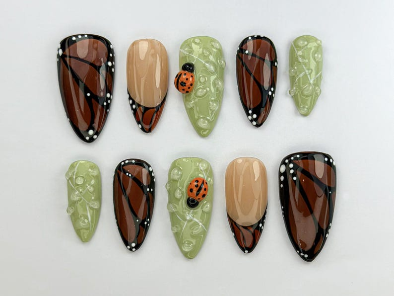 Nature Muse Nail Bundle 3 Nature-Inspired Press On Nail Sets Leaf, Butterfly & Floral Art Reusable Nail Kit