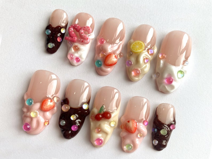 Customizable Birthday-Themed Press On Nails Set Age Option - Colorful and Fun Nail Art Designs Cute Birthday Nails