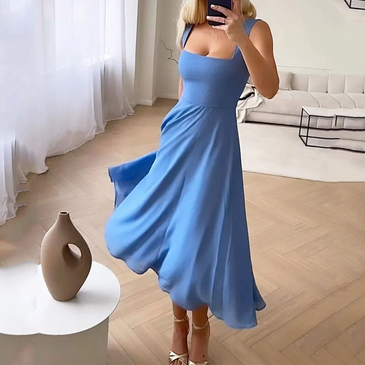 Women's Dress, Elegant Sleeveless Solid Color Dress