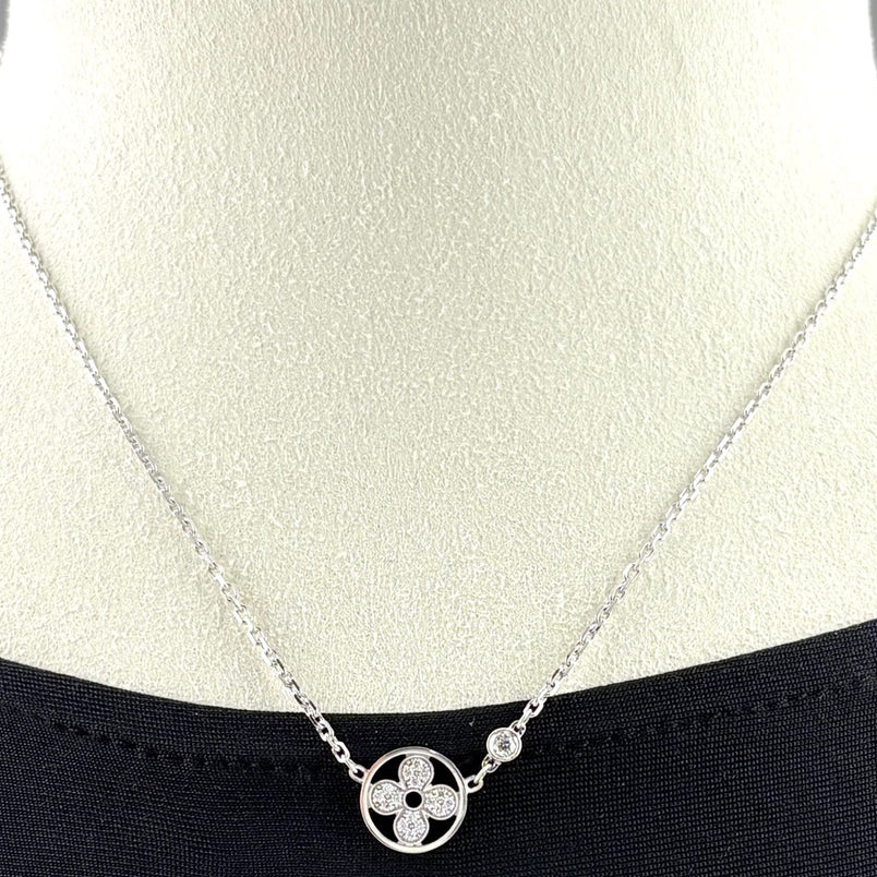 Blossom Pavé Floral Round Pendant Necklace