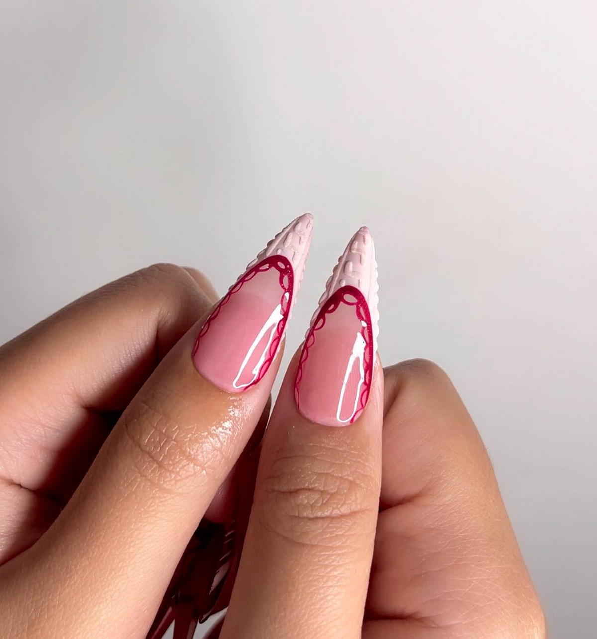 Elegant Burgundy Christmas Press On Nails Glossy Christmas Nail Art| Winter Holiday Nail Art Glossy Stiletto Press Ons