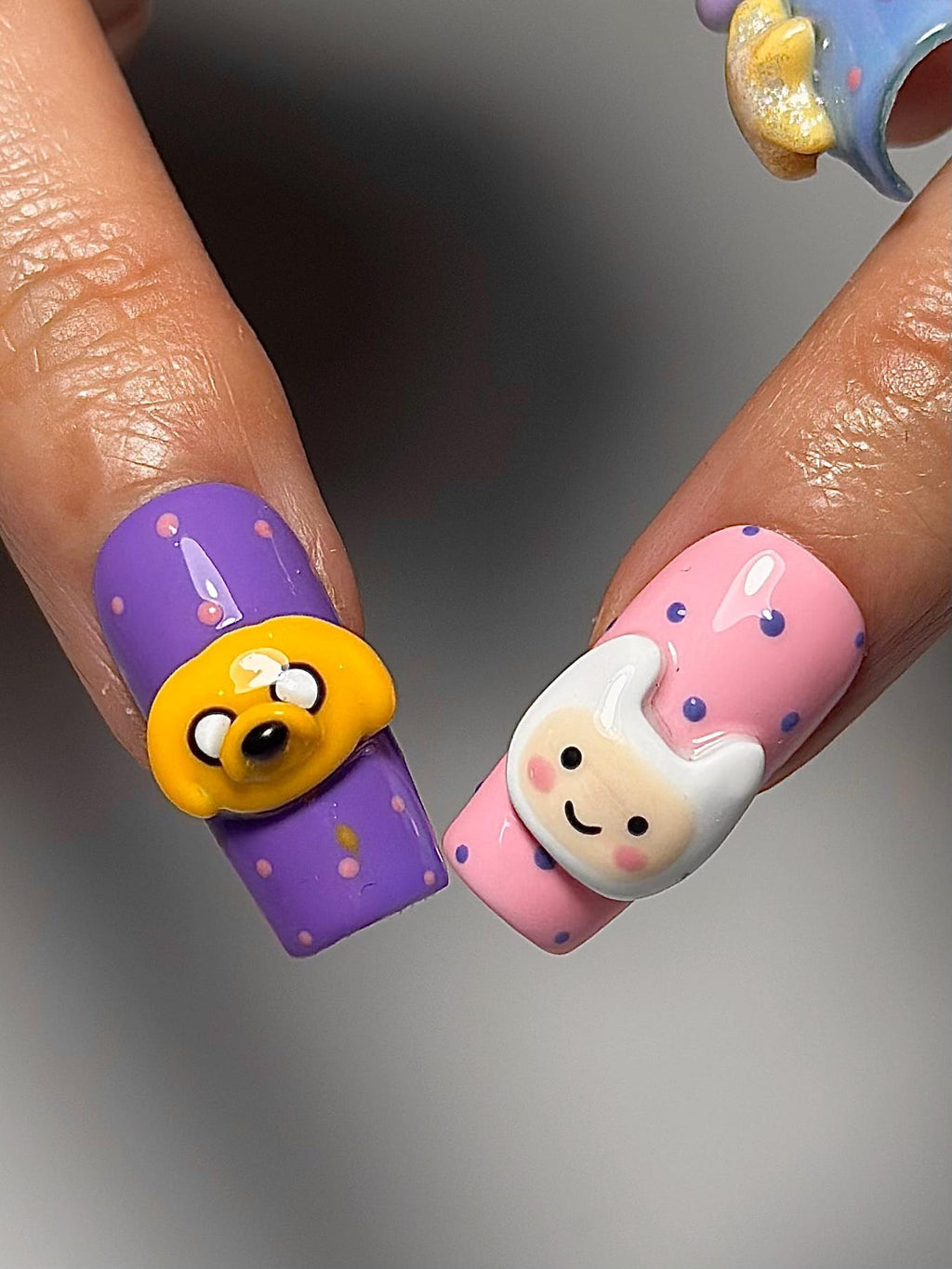 Adventure Time Press On Nails Finn & Jake Cartoon Nails Cute Kawaii Character Nail Art