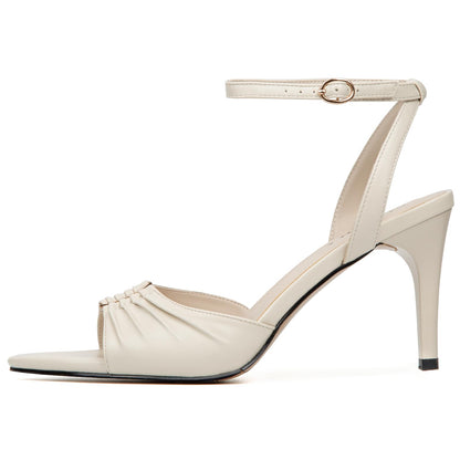 SUIARA Women's Stiletto Heel Sandals Pointed Toe Ankle Strap Buckle Pumps