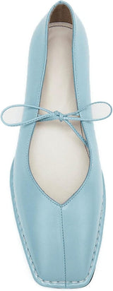 Lace up Ballet Flats Women Square Toe Mary Jane Flats Bow Slip On Comfortable Ballerina Shoes