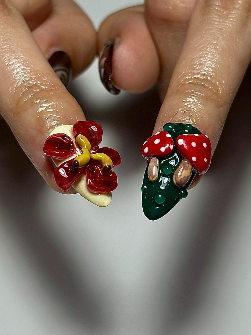 Melancholic Cartoon Press On Nails Cottagecore Nail Art Mushroom & Dessert Nails Fantasy