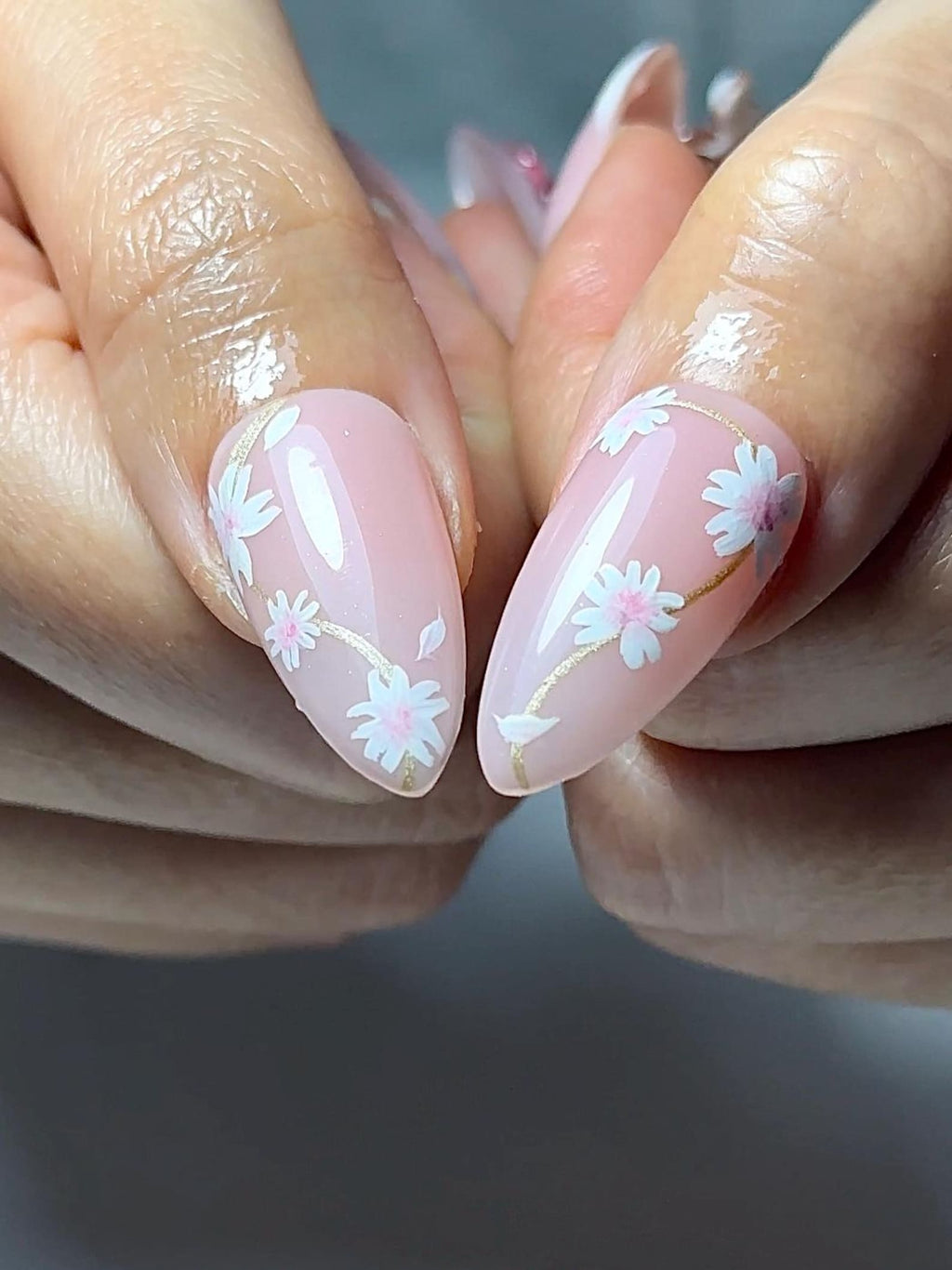 Soft Pink Mokey Press On Nails Cute Bow & Daisy Nail Art Kawaii Nails Elegant Spring