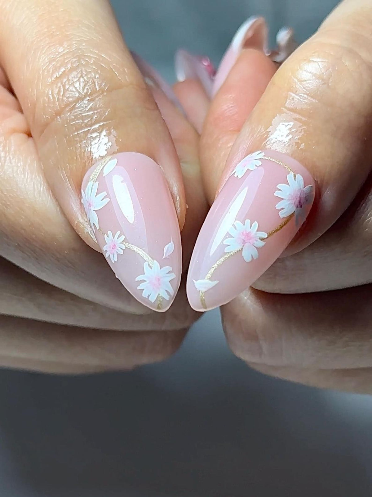 Soft Pink Mokey Press On Nails Cute Bow & Daisy Nail Art Kawaii Nails Elegant Spring