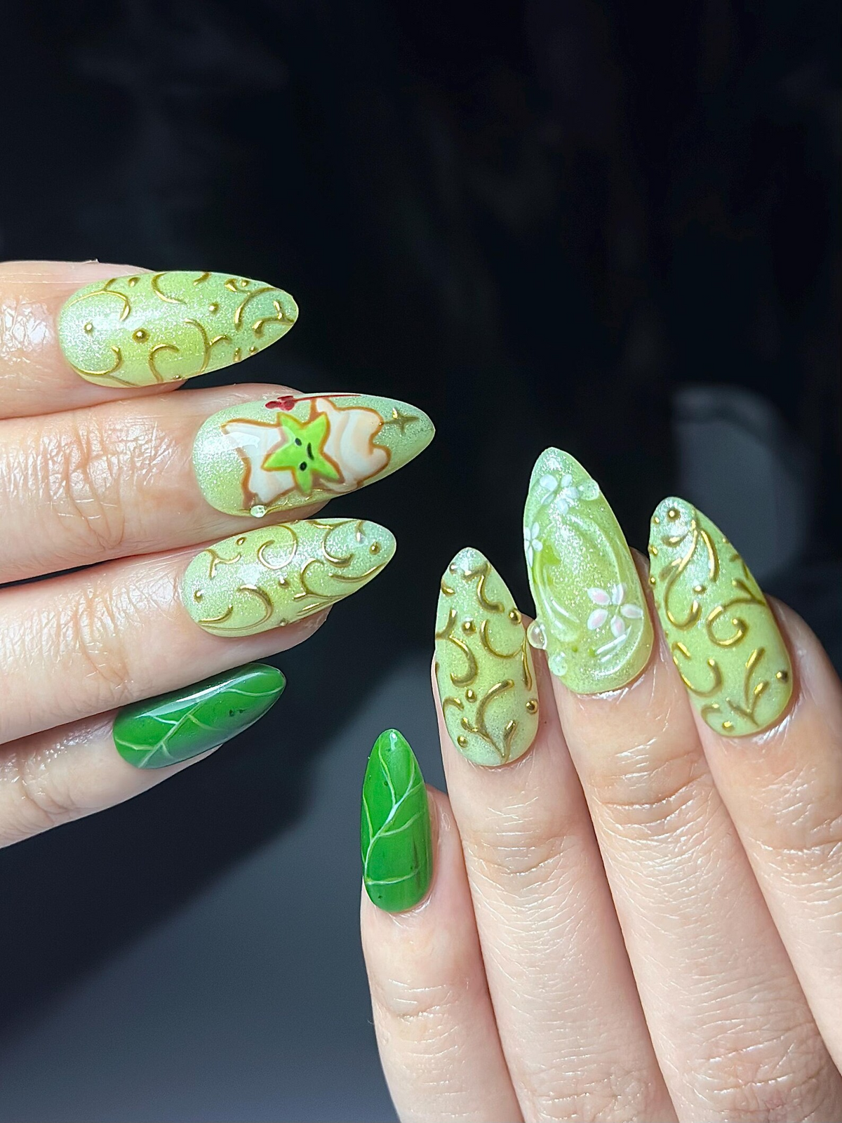 Korok Forest Press On Nails Legend of Zelda Inspired Nails Cute Green Fantasy Nail Art