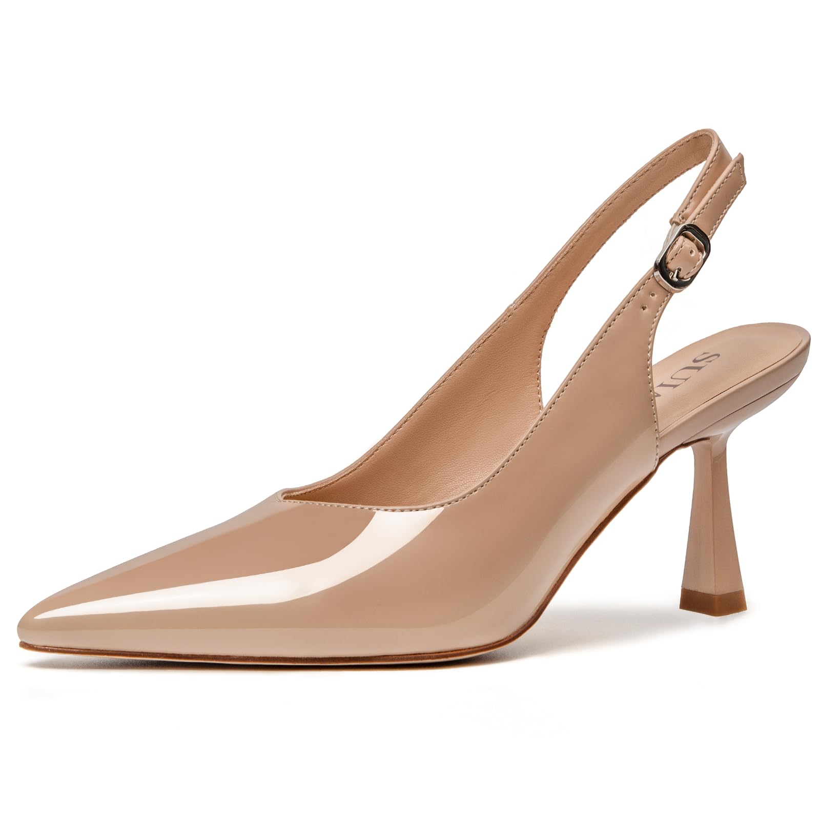 Slingback Wedding Heels for Women Bridal Lace Mesh Kitten Heel Closed Pointed Toe Pearl Pumps Shoes