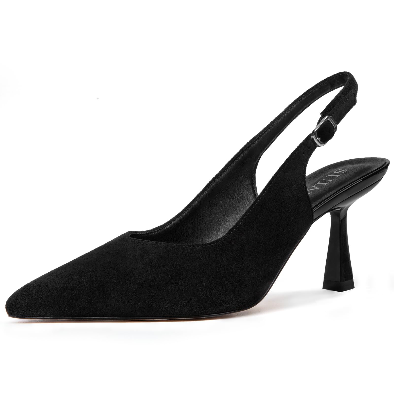 Slingback Wedding Heels for Women Bridal Lace Mesh Kitten Heel Closed Pointed Toe Pearl Pumps Shoes