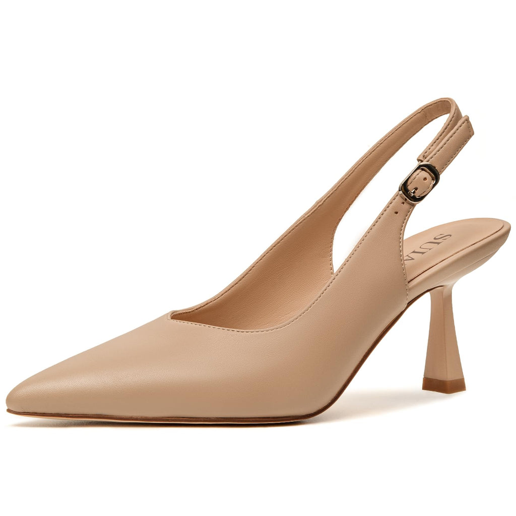 Slingback Wedding Heels for Women Bridal Lace Mesh Kitten Heel Closed Pointed Toe Pearl Pumps Shoes