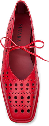 Lace up Ballet Flats Women Square Toe Mary Jane Flats Bow Slip On Comfortable Ballerina Shoes