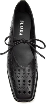 Lace up Ballet Flats Women Square Toe Mary Jane Flats Bow Slip On Comfortable Ballerina Shoes