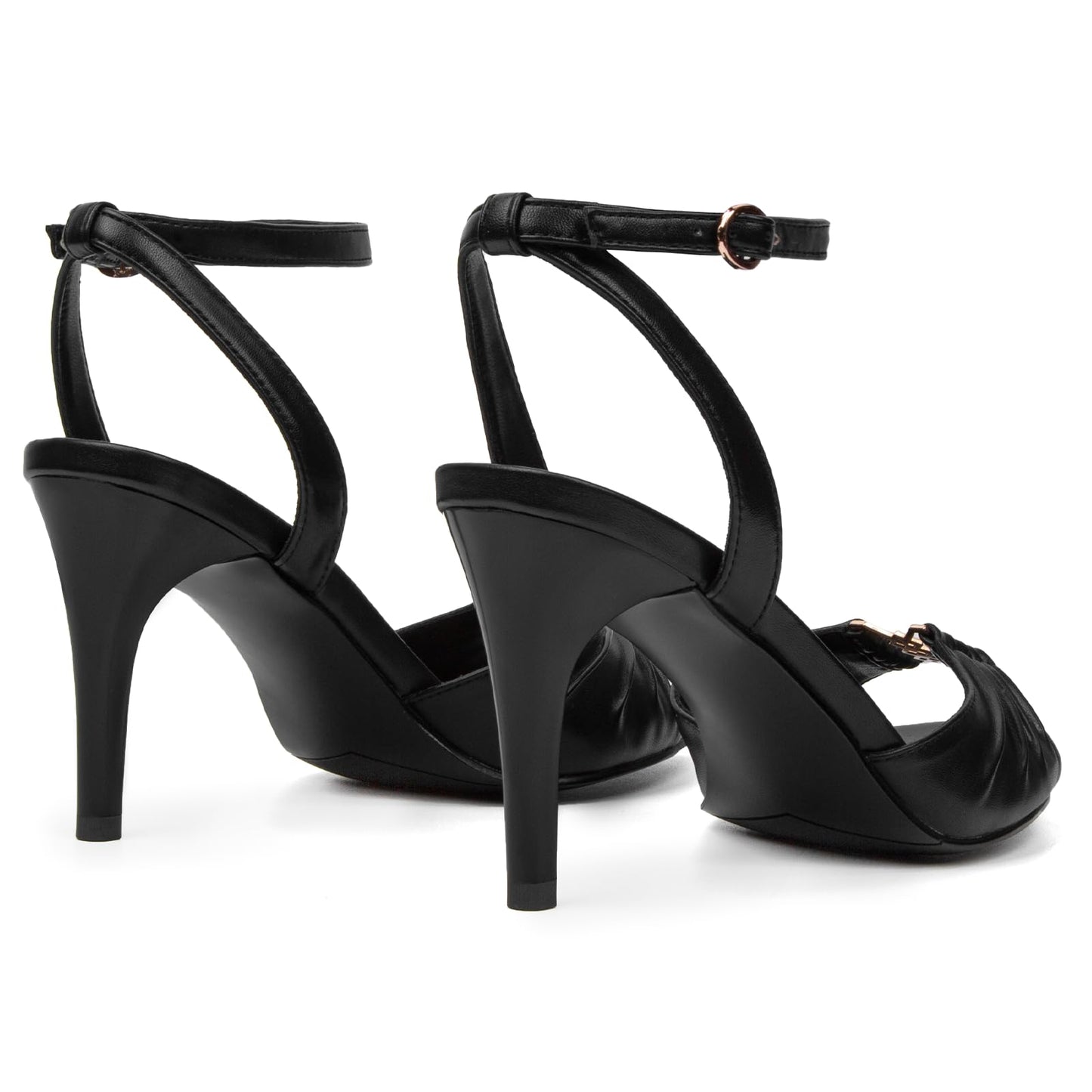 SUIARA Women's Stiletto Heel Sandals Pointed Toe Ankle Strap Buckle Pumps