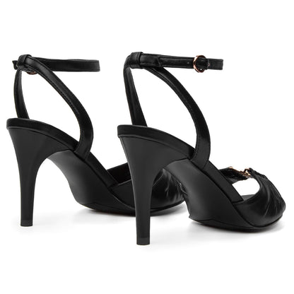 SUIARA Women's Stiletto Heel Sandals Pointed Toe Ankle Strap Buckle Pumps