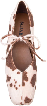 Lace up Ballet Flats Women Square Toe Mary Jane Flats Bow Slip On Comfortable Ballerina Shoes
