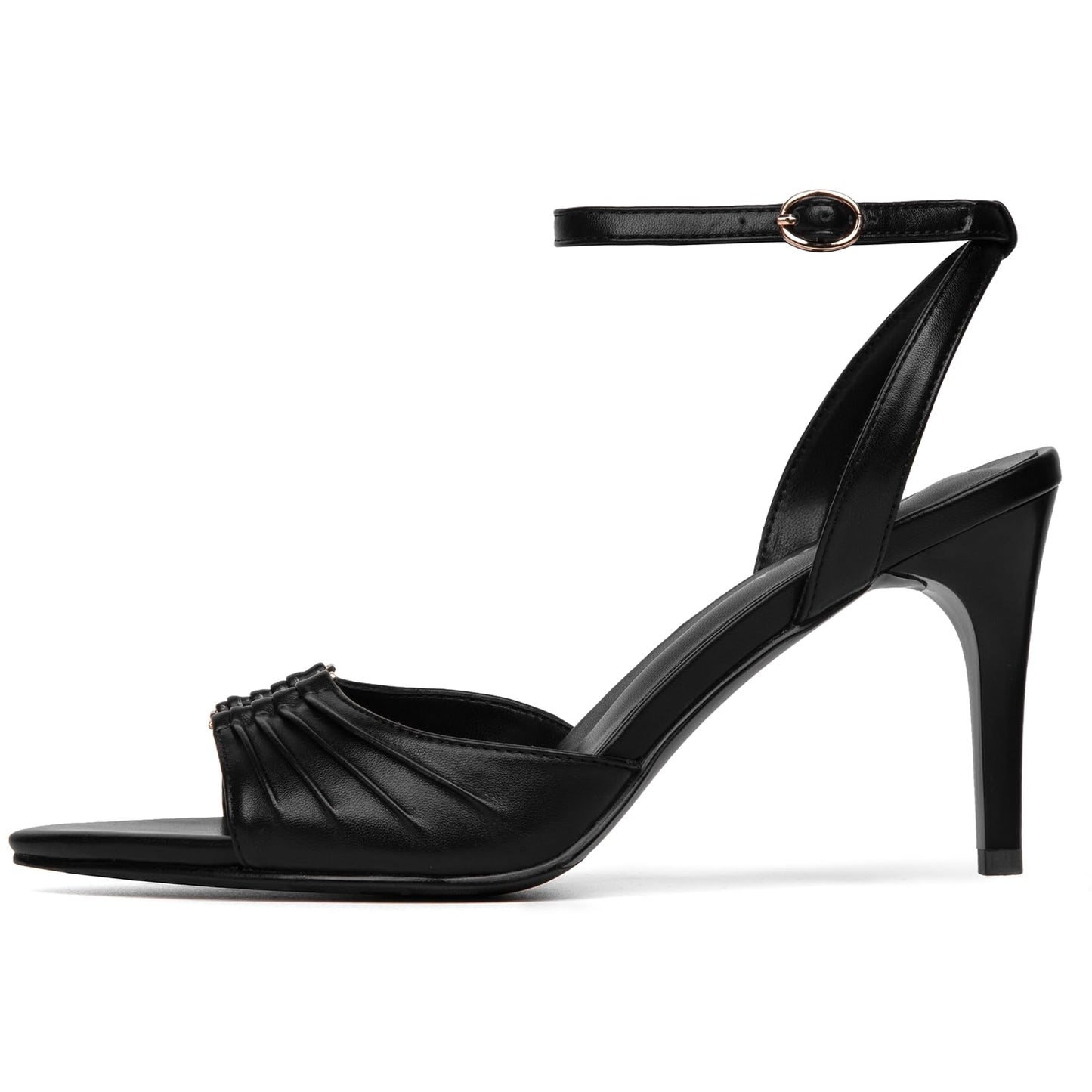SUIARA Women's Stiletto Heel Sandals Pointed Toe Ankle Strap Buckle Pumps