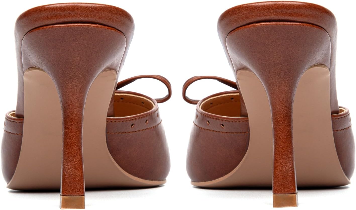 Kitten Heels for Women Closed Toe Heels Vintage Heeled Mules Sexy Pointy Studded Slip on Stiletto Dressy Pumps