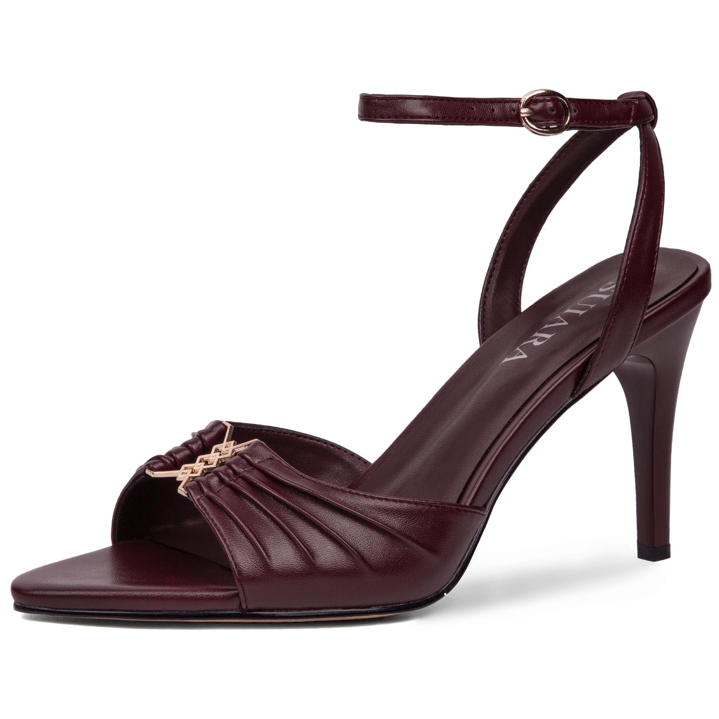 SUIARA Women's Stiletto Heel Sandals Pointed Toe Ankle Strap Buckle Pumps