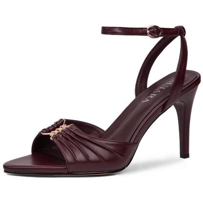 SUIARA Women's Stiletto Heel Sandals Pointed Toe Ankle Strap Buckle Pumps