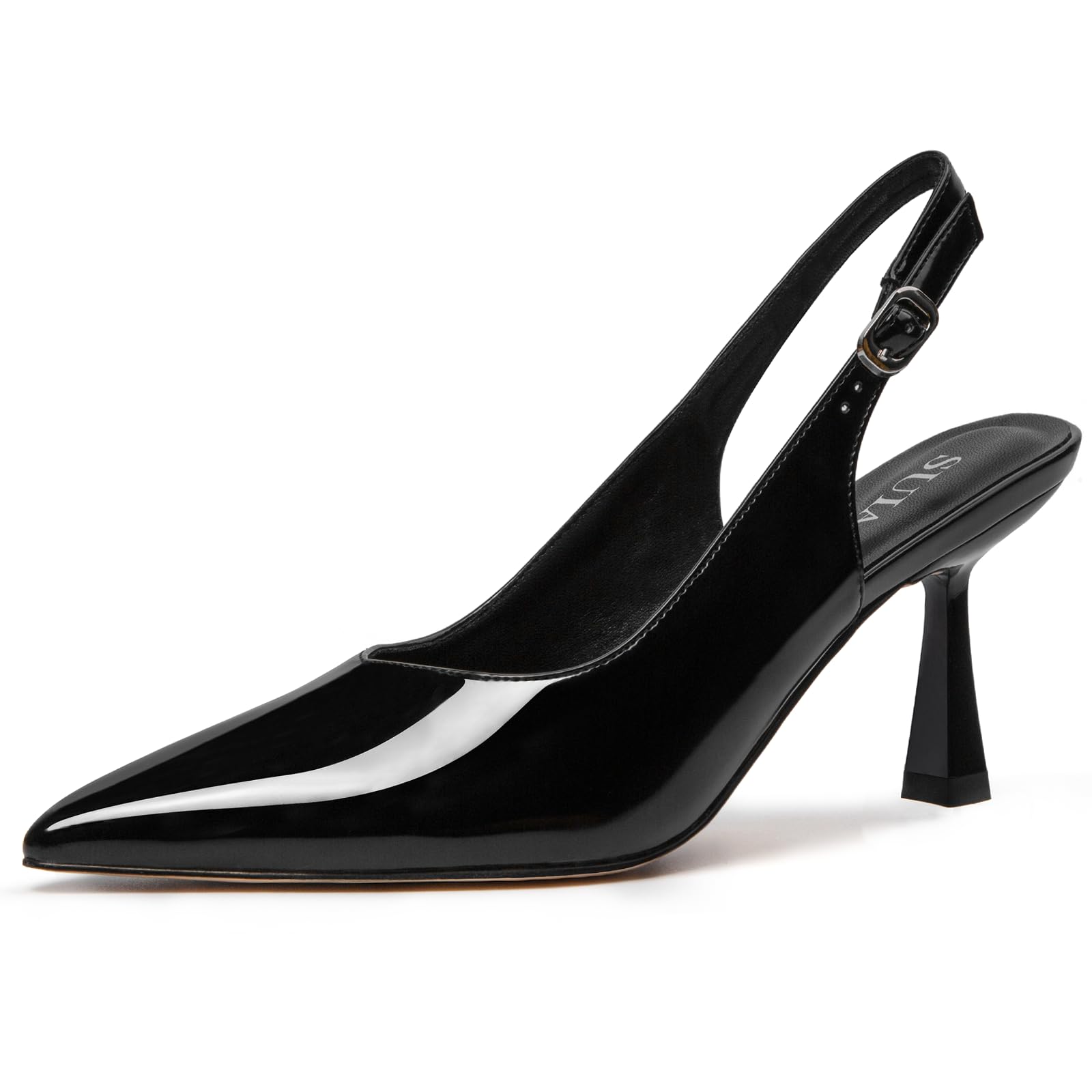 Slingback Wedding Heels for Women Bridal Lace Mesh Kitten Heel Closed Pointed Toe Pearl Pumps Shoes