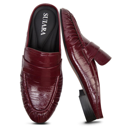 Penny Loafers for Women Chunky Heel Flat Mules Round Toe Slip on Comfortable Loafers Casual Slides Shoes