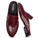 Penny Loafers for Women Chunky Heel Flat Mules Round Toe Slip on Comfortable Loafers Casual Slides Shoes