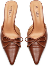 Kitten Heels for Women Closed Toe Heels Vintage Heeled Mules Sexy Pointy Studded Slip on Stiletto Dressy Pumps