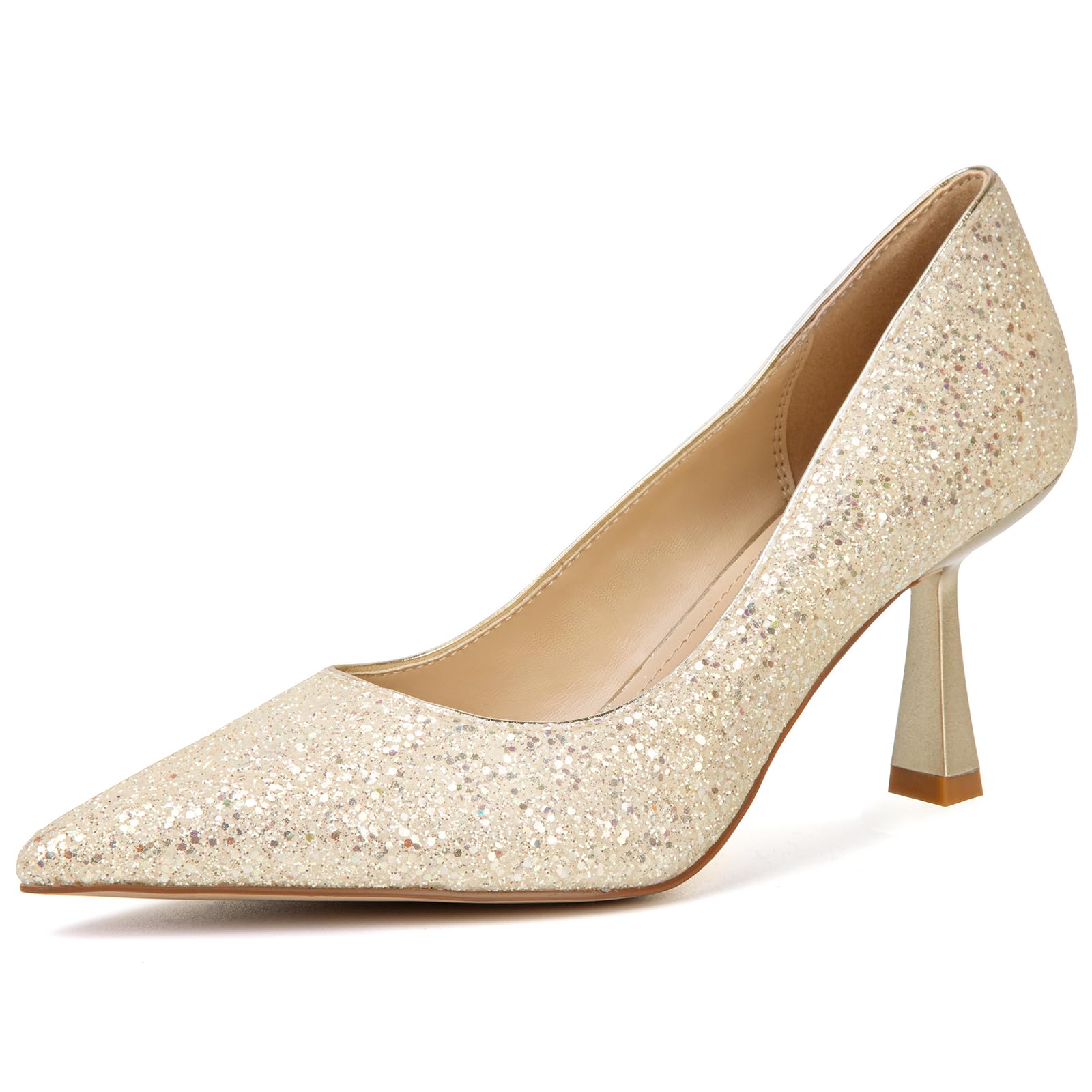 Slingback Wedding Heels for Women Bridal Lace Mesh Kitten Heel Closed Pointed Toe Pearl Pumps Shoes