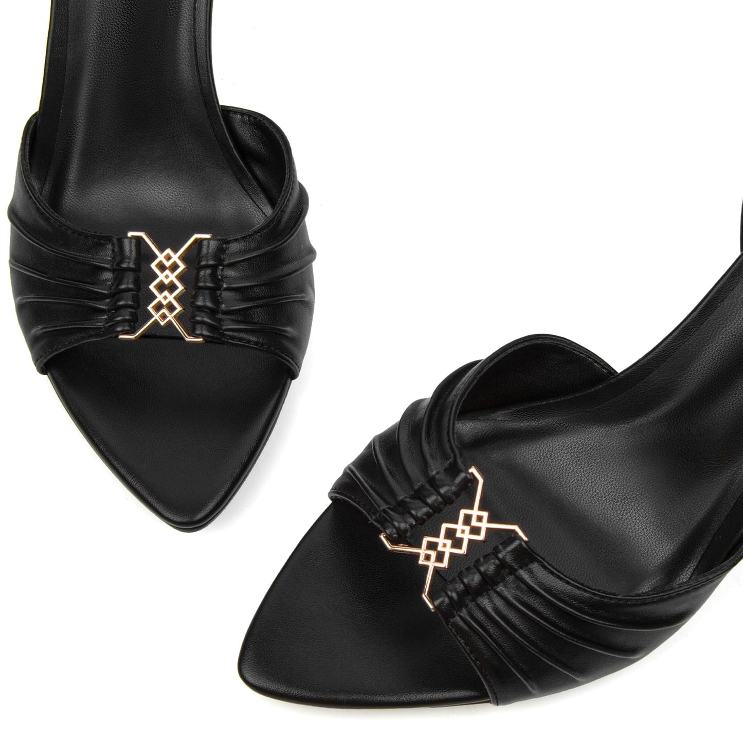 SUIARA Women's Stiletto Heel Sandals Pointed Toe Ankle Strap Buckle Pumps