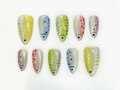Shimmering Tropical Fish Press On Nails Colorful Ocean-Inspired Nail Art Silver Glitter Base with Vibrant Fish Details