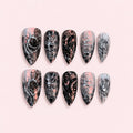 Black Silver Gothic Web Stiletto Press-On Nails