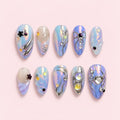 Blue Fairy Gem Almond Press-On Nails - Holographic