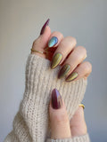 Brown Acrylic Cat Eye Reusable Press On Nails