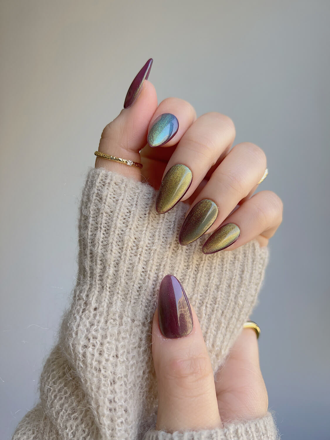 Brown Acrylic Cat Eye Reusable Press On Nails
