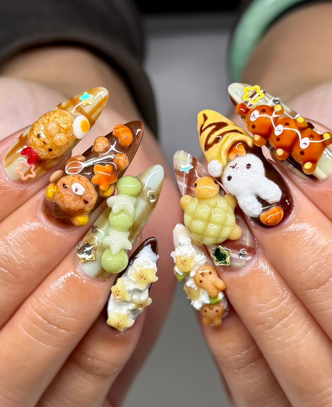 Strawberry Matcha Hello Kitty 3D Press On Nails by Faithsfullsets, Kawaii Sanrio
