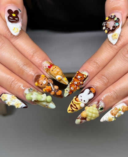 Strawberry Matcha Hello Kitty 3D Press On Nails by Faithsfullsets, Kawaii Sanrio