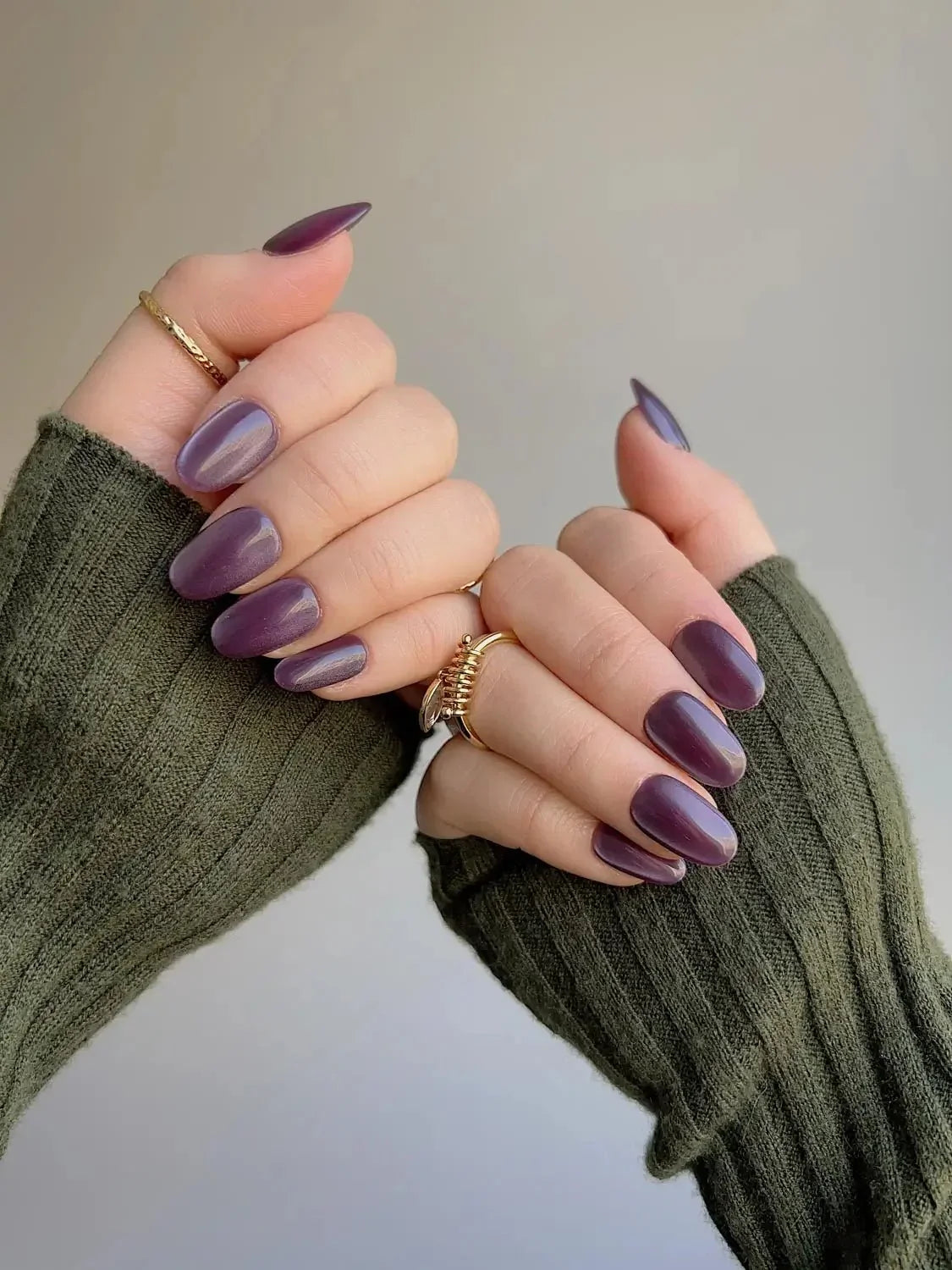 Purple Cat Eye Reusable Press On Nails