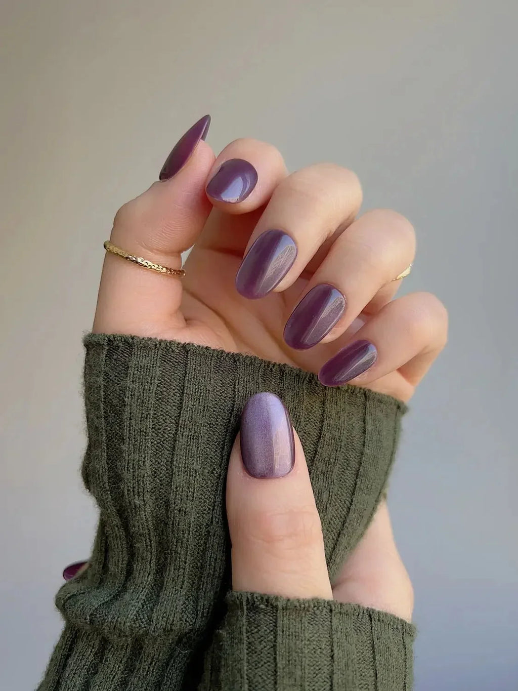 Purple Cat Eye Reusable Press On Nails