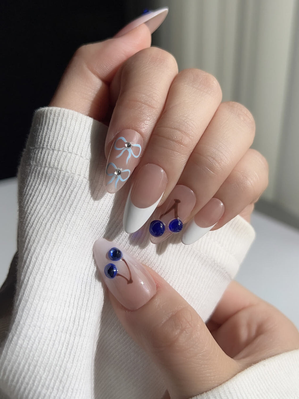 Klein Blue Cherry Reusable Press On Nails